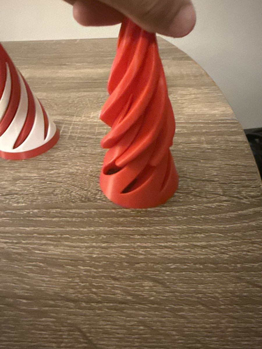 Red and white candy-cane twisted spiral tree